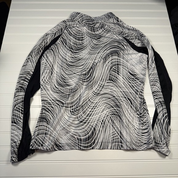 Tail White Label 1/4 Zip Top Women's Large Black White Swirl Pattern GUC - Picture 2 of 5